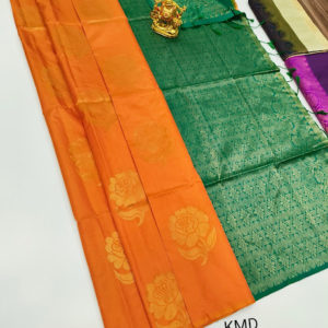 K.M.D Soft 75% Pure Silk Saree Orange Color w/ Blouse