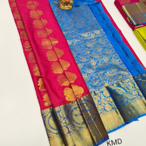 K.M.D Soft 75% Pure Silk Saree Pink Color w/ Blouse