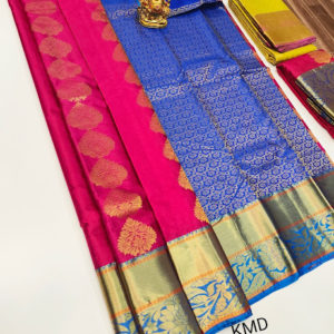 K.M.D Soft 75% Pure Silk Saree Rose Color w/ Blouse