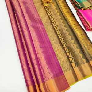 Kanjivaram Semi Silk Saree Purple Color w/ Blouse