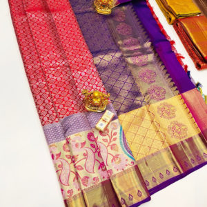 Latest Border Design Kanjivaram Pure Wedding Silk Saree Chilli Red Color w/ Blouse