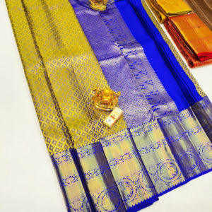 Light Weight Kanjivaram Pure Wedding Silk Saree Lemon Yellow Color w/ Blouse