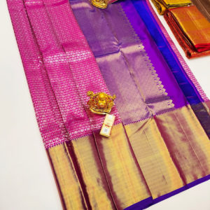 Latest Design Kanjivaram Pure Wedding Silk Saree Magenta Color w/ Blouse