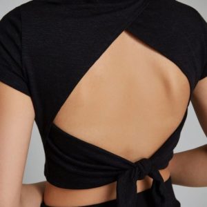 New Different Back Neck Design Party Blouse Diomond and Bow Design Black Color