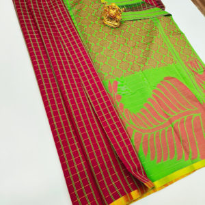 Plain Mphoss. Saree Art Silk Apple Red Color w/ Blouse