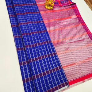 Plain Mphoss. Saree Art Silk Dark Blue Color w/ Blouse