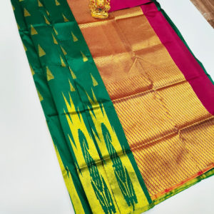 Plain Mphoss. Saree Art Silk Green Color w/ Blouse
