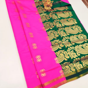 Plain Mphoss. Saree Art Silk Lotus Color w/ Blouse