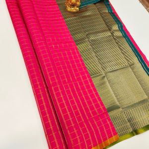 Plain Mphoss. Saree Art Silk Rose Color w/ Blouse