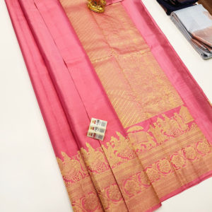 Dark Peach Color Latest Design Pure Kanjivaram Fancy Silk Saree w/ Blouse