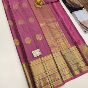 Lotus Color Pure Kanjivaram Fancy Silk Saree w/ Blouse