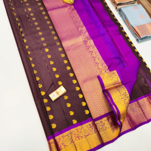 Latest Trendy Design Pure Soft Silk Saree Brown and Magenta Color w/ Blouse
