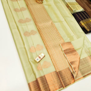 New Design Pure Soft Silk Saree Butter Color w/ Blouse