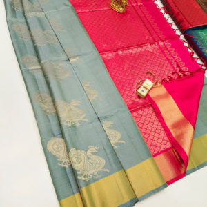 Annam Design Pure Soft Silk Saree Cement Gray Color w/ Blouse