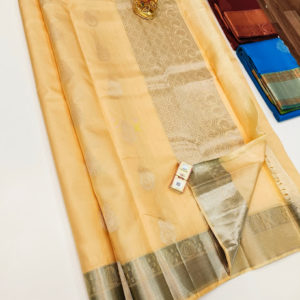 Unique Design Pure Soft Silk Saree Cream Color w/ Blouse