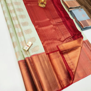 Big Border Pure Soft Silk Saree Cream White Color w/ Blouse