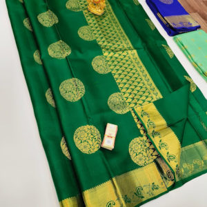 Pure Soft Silk Saree Green Color w/ Blouse
