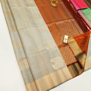 Trendy Design Pure Soft Silk Saree Light Gray Color w/ Blouse