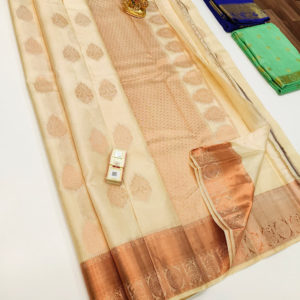 Unique Color Pure Soft Silk Saree Off White Color w/ Blouse