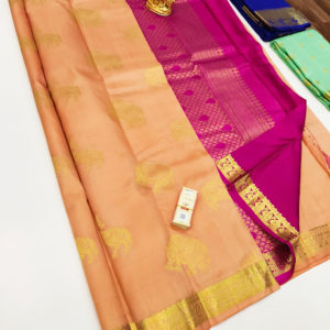 Light Weight Pure Soft Silk Saree Peach Color w/ Blouse