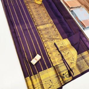 New Design Pure Soft Silk Saree Purple Color w/ Blouse