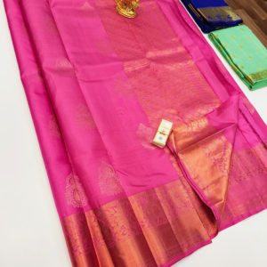 Light Weight Pure Soft Silk Saree Rose Color w/ Blouse