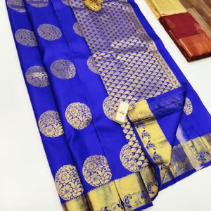 Latest and Trendy Pure Soft Silk Saree Royal Blue Color w/ Blouse