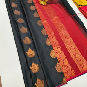 Latest Design Butta Mphoss Saree Dark Gray Color w/ Blouse