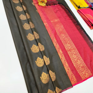 New Design Butta Mphoss Saree Elephant Color w/ Blouse
