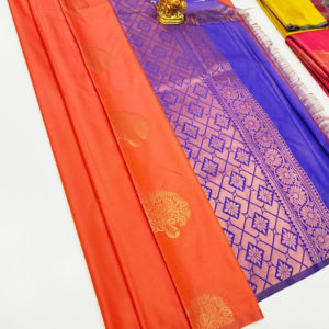 Unique Design Butta Mphoss Saree Fanta Orange Color w/ Blouse