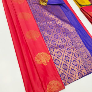 Trendy New Design Butta Mphoss Saree Pink Color w/ Blouse