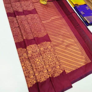 High Fancy Kanjivaram Silk Saree Mix Apple Red Color w/ Blouse