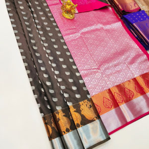 Annam Design High Fancy Kanjivaram Silk Saree Mix Coffee Brown Color w/ Blouse