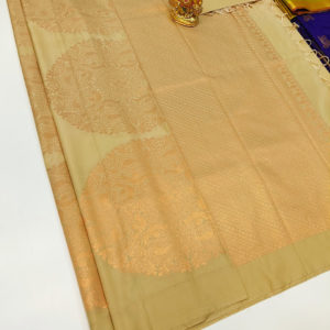 High Fancy Kanjivaram Silk Saree Mix Cream Color w/ Blouse