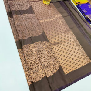 High Fancy Kanjivaram Silk Saree Mix Gray Color w/ Blouse