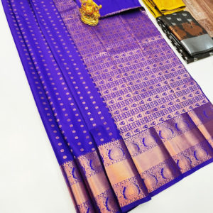 High Fancy Kanjivaram Silk Saree Mix Indigo Blue Color w/ Blouse