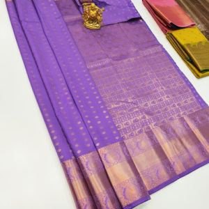 Unique High Fancy Kanjivaram Silk Saree Mix Lavender Color w/ Blouse