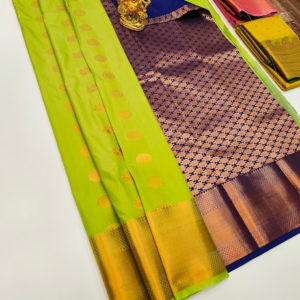 Latest High Fancy Kanjivaram Silk Saree Mix Lemon Green Color w/ Blouse