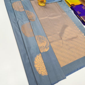 High Fancy Kanjivaram Silk Saree Mix Light Blue Color w/ Blouse