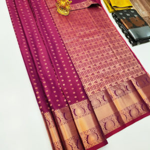 High Fancy Kanjivaram Silk Saree Mix Magenta Color w/ Blouse