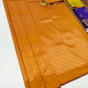 High Fancy Kanjivaram Silk Saree Mix Mustard Color w/ Blouse