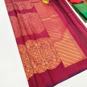 High Fancy Kanjivaram Silk Saree Mix Red Color w/ Blouse