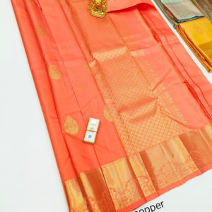 Unique Design Pure Kanjivaram Fancy Silk Saree Fanta Orange Color