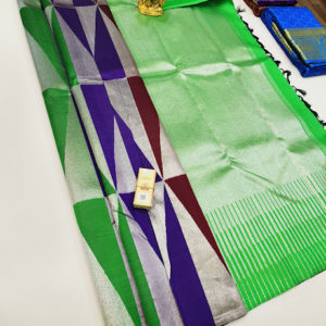 New Design Pure Kanjivaram Fancy Silk Saree Multi Color w/ Blouse
