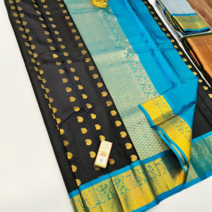 Beautiful Design Pure Soft Silk Saree Black Color w/ Blouse