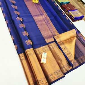 Big Border Pure Soft Silk Saree Blue Color w/ Blouse