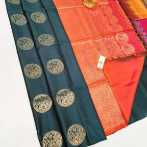 Circle Flower Design Pure Soft Silk Saree Elephant Gray Color