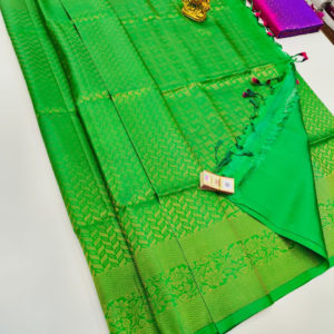 Unique Design Pure Soft Silk Saree Green Color w/ Blouse