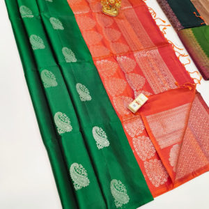 Latest Design Pure Soft Silk Saree Green Color