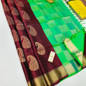 Mango Design Pure Soft Silk Saree Kumkum Red Color w/ Blouse